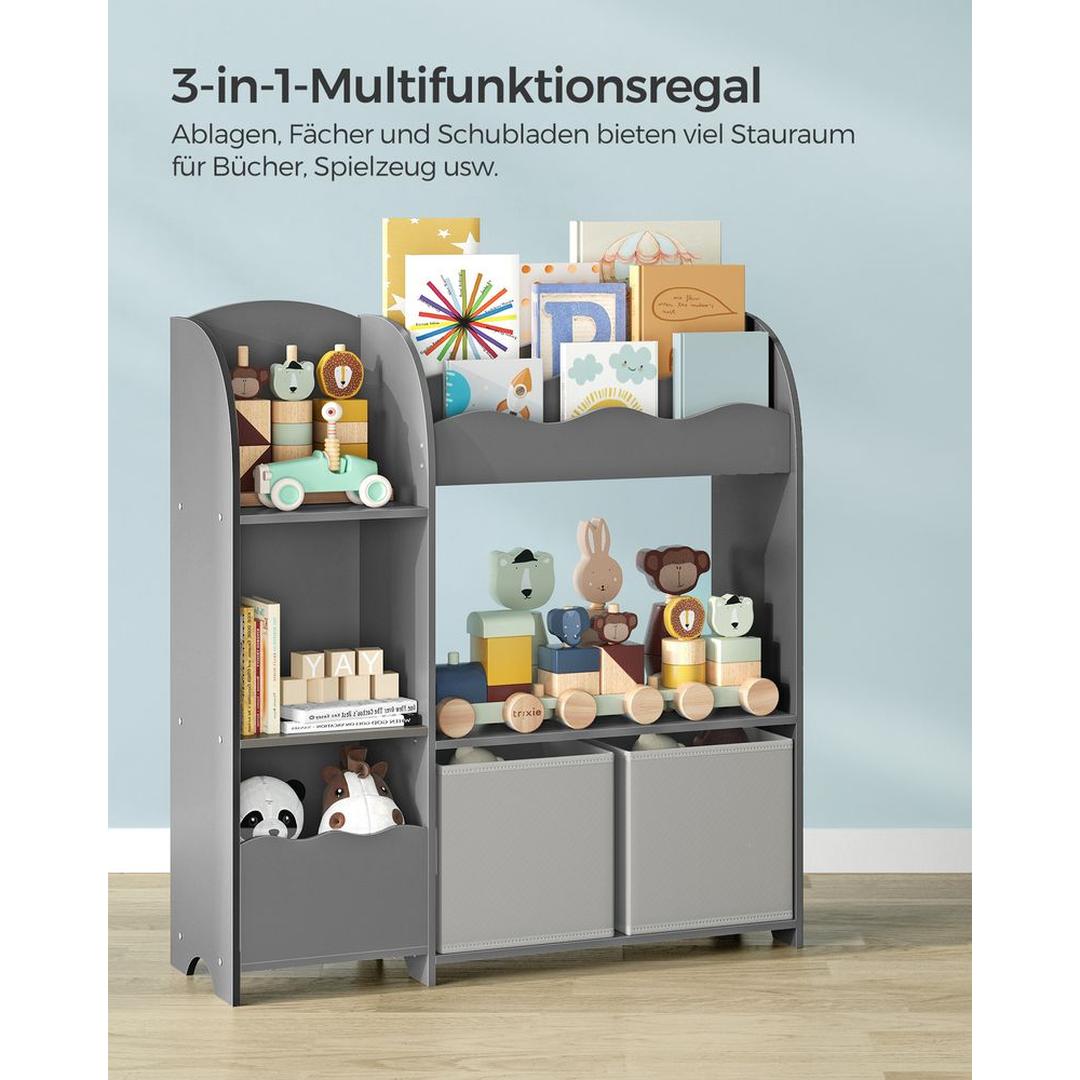 Kinderopbergkast met 2 Opbergbakken voor Speelgoed en Boeken – Wolkenwit – Praktisch Meubel voor Kinderkamer