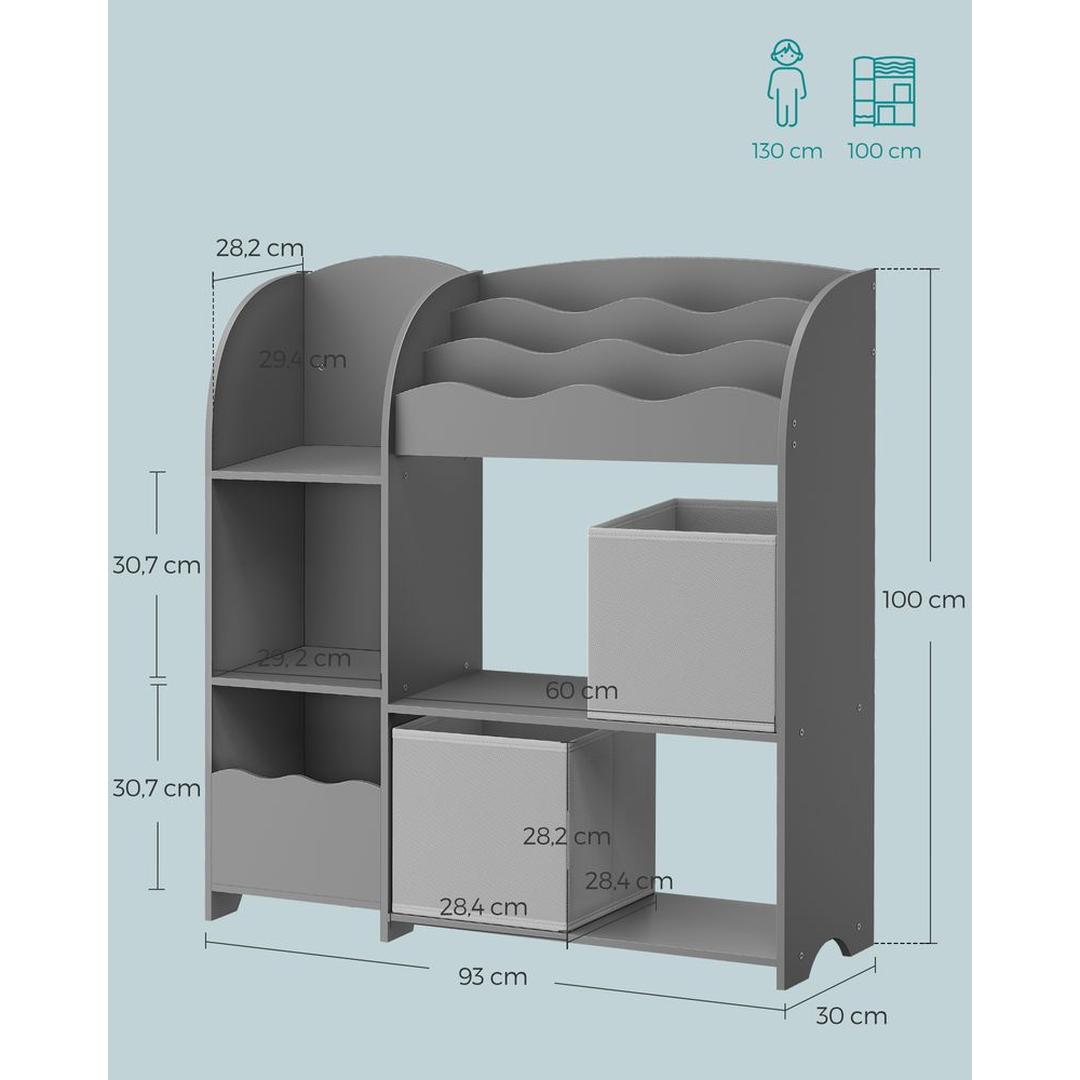 Kinderopbergkast met 2 Opbergbakken voor Speelgoed en Boeken – Wolkenwit – Praktisch Meubel voor Kinderkamer