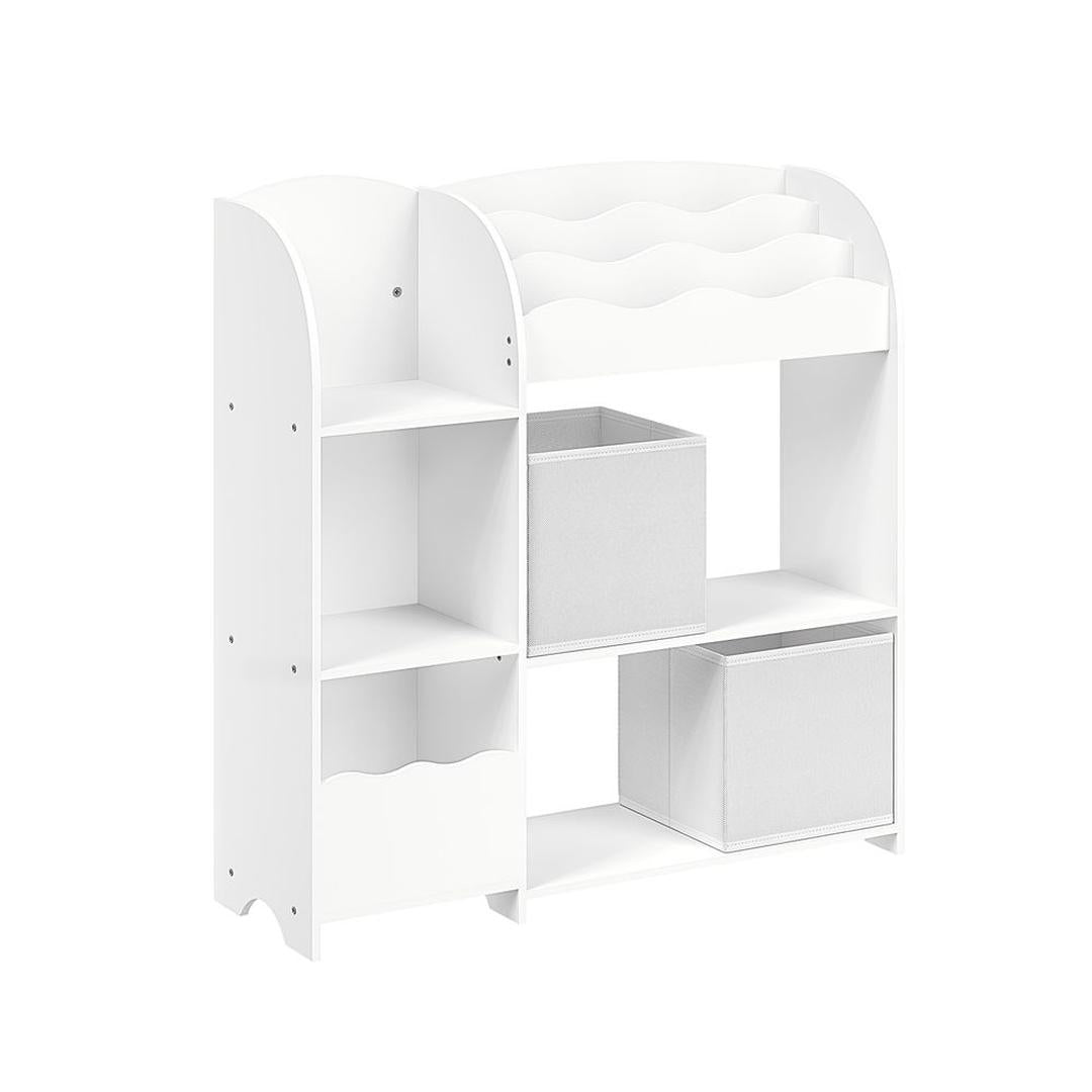 Kinderopbergkast met 2 Opbergbakken voor Speelgoed en Boeken – Wolkenwit – Praktisch Meubel voor Kinderkamer