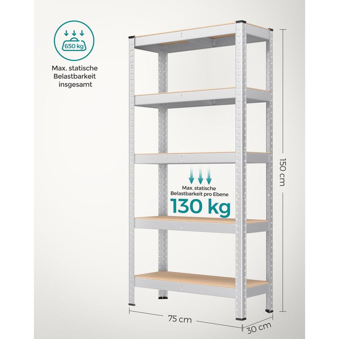Zwaar Uitgevoerd Opbergrek met 650 kg Draagvermogen – Stevig Metalen Stellingrek voor Garage of Werkplaats