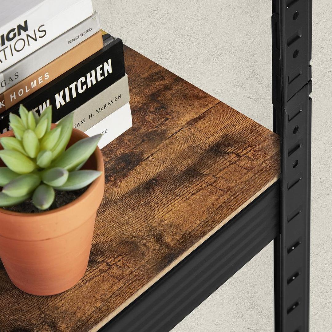 Industriële Boekenkast – Open Opbergkast met Metalen Frame voor Woonkamer of Kantoor