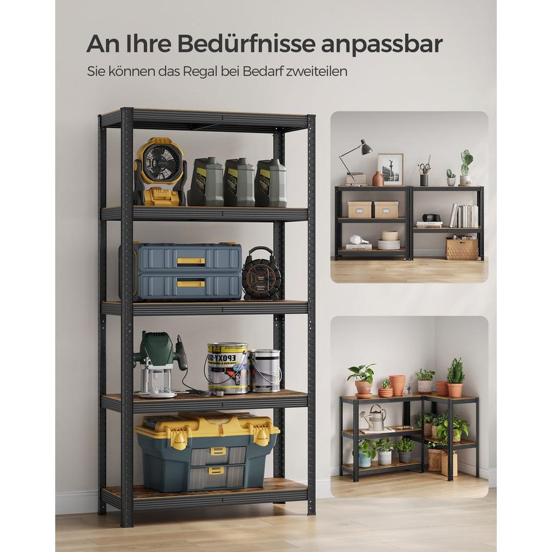 Set van 2 Opslagrekken in Zilver – 40 × 90 × 180 cm – Metalen Stellingkasten voor Berging of Garage