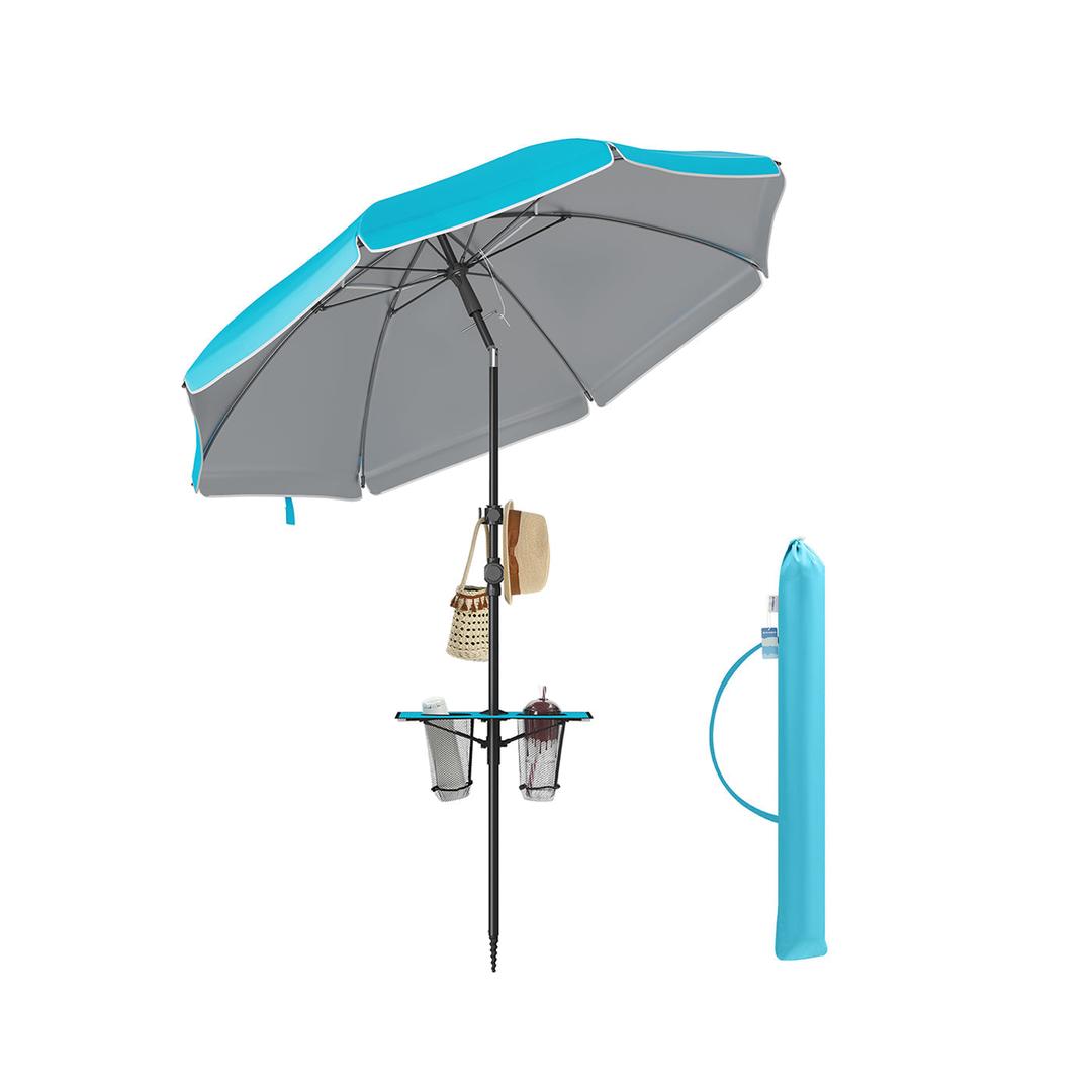 Strandparasol met opbergvak – Ø160 of 200 cm – verstelbaar 158-206 cm – UPF 50+ UV-bescherming – incl. draagtas