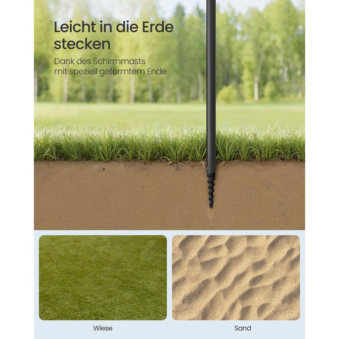 Strandparasol met opbergvak – Ø160 of 200 cm – verstelbaar 158-206 cm – UPF 50+ UV-bescherming – incl. draagtas