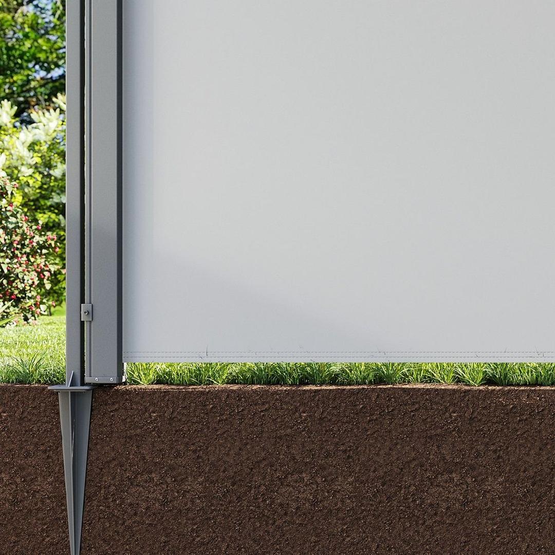 Grondanker voor zijluifel of tuinscherm – 11,5 x 11,5 x 46 cm – poedergecoat ijzer – inclusief montageschroeven