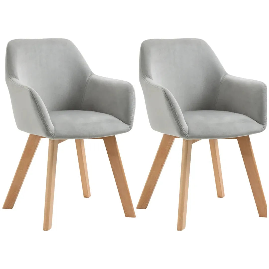 Set van 2 eetkamerstoelen – fluwelen look – houten poten – 54 x 57 x 80 cm
