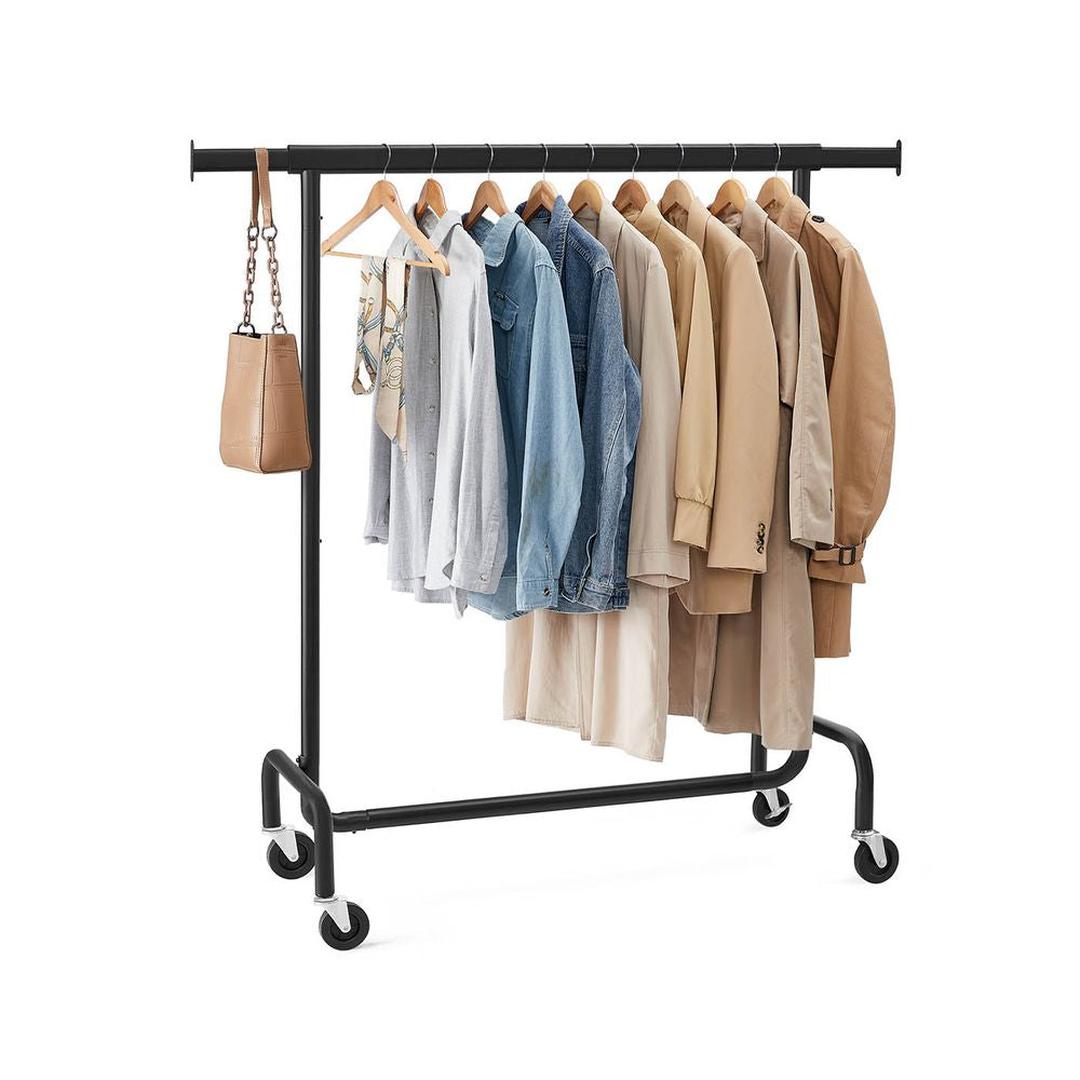 Uitschuifbaar Kledingrek van Staal – Verrijdbaar met Wielen, Verstelbare Breedte en Draagvermogen tot 136 kg