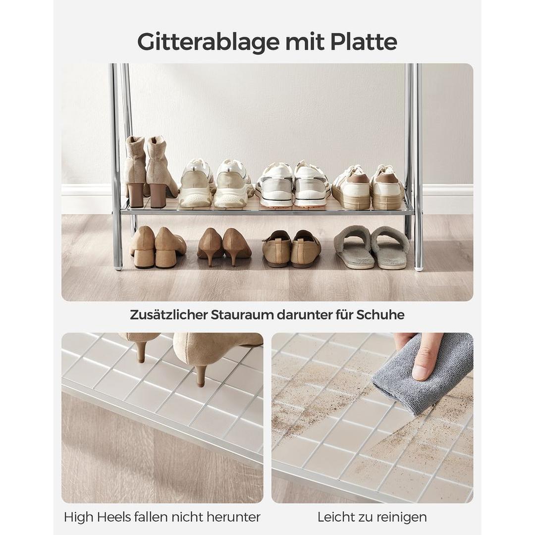 Stalen Kledingrek met Opbergplank – Vrijstaand Rek voor Kleding en Accessoires