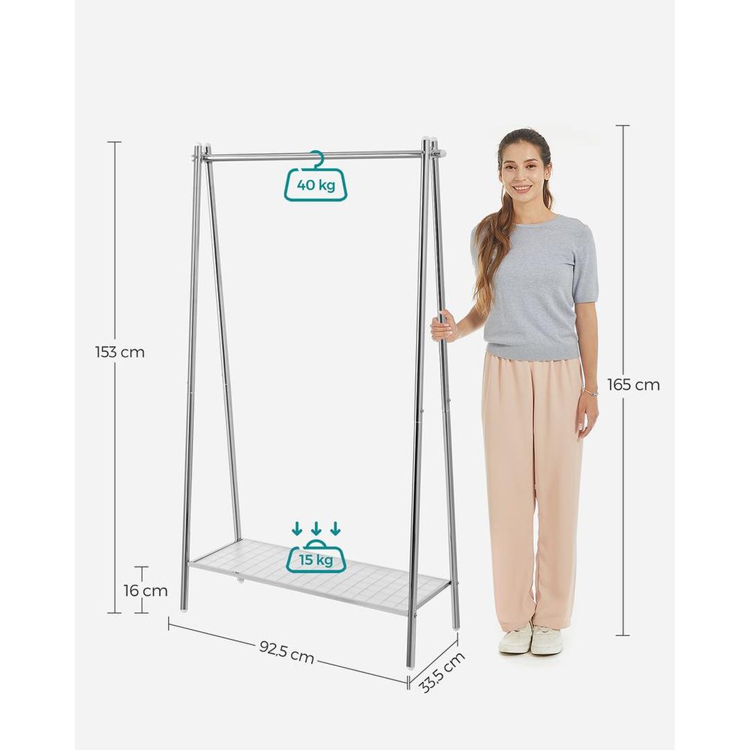 Stalen Kledingrek met Opbergplank – Vrijstaand Rek voor Kleding en Accessoires
