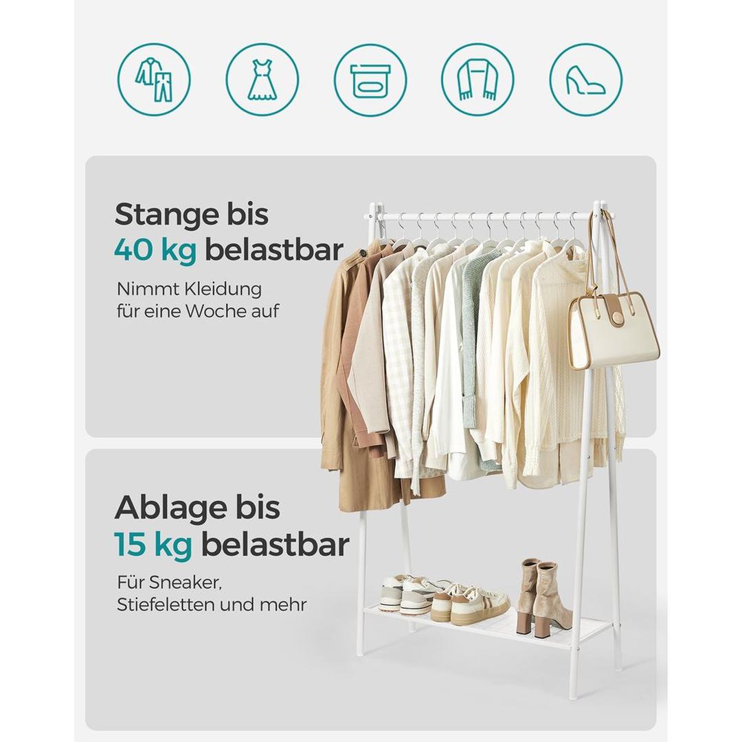 Stalen Kledingrek met Opbergplank – Vrijstaand Rek voor Kleding en Accessoires
