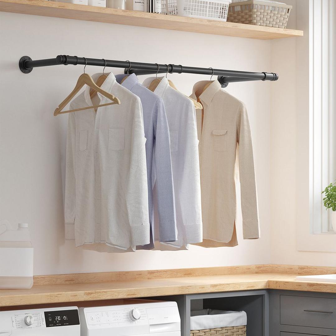 Wandgemonteerde Kledingstang – 170 cm Breed – Metalen Ophangstang voor Kleding en Jassen