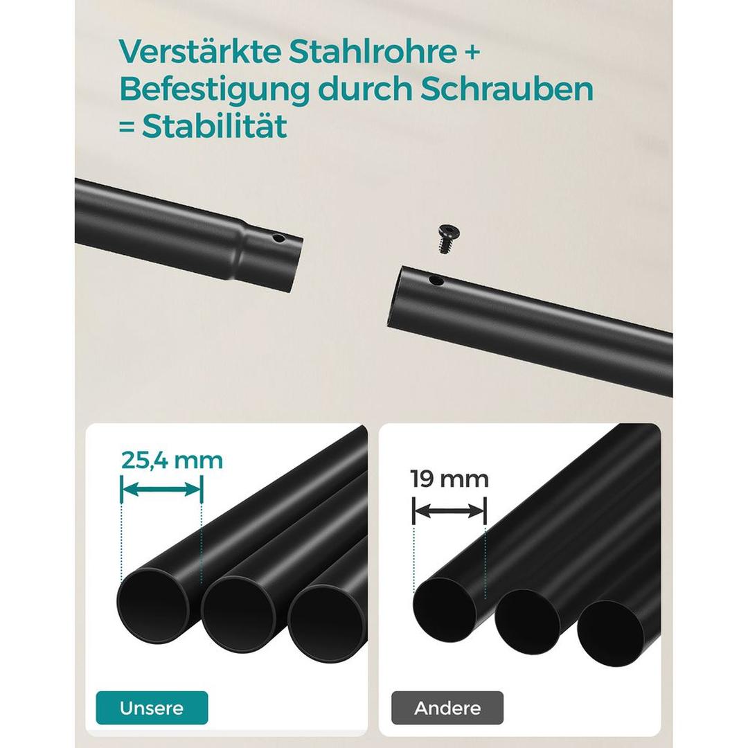 Verrijdbaar Kledingrek met Twee Ophangstangen – Zwart Dubbel Rek op Wielen voor Kledingopslag