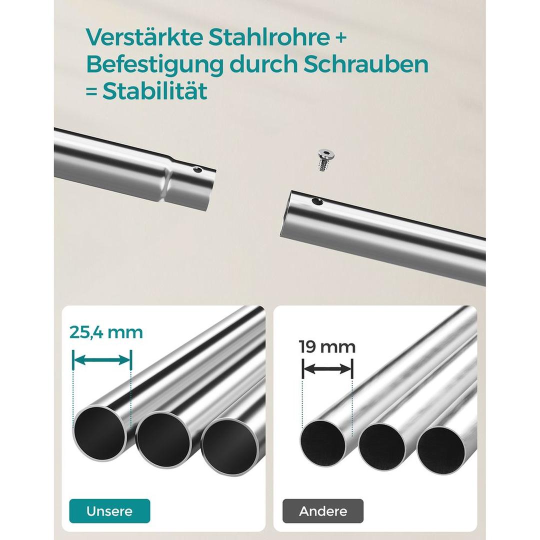 Verrijdbaar Kledingrek met Twee Ophangstangen – Zwart Dubbel Rek op Wielen voor Kledingopslag