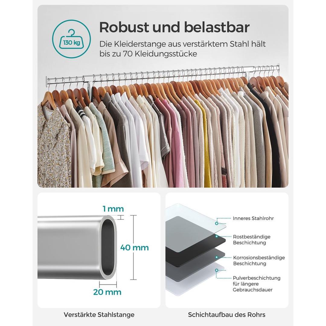 Zware Kledingstang – Tot 130 kg Draagvermogen – Verstelbaar – Metaal