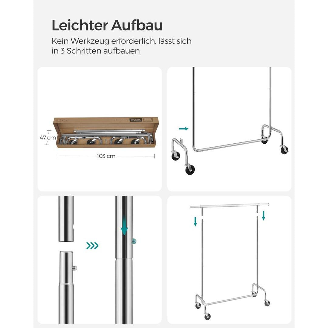 Zware Kledingstang – Tot 130 kg Draagvermogen – Verstelbaar – Metaal