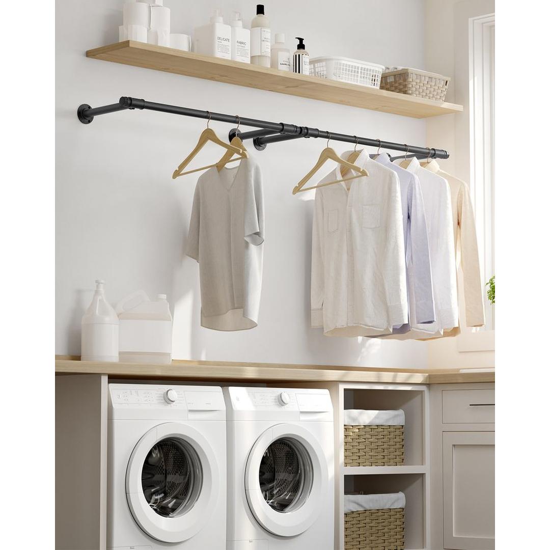Wandgemonteerde Kledingstang – 170 cm Breed – Metalen Ophangstang voor Kleding en Jassen