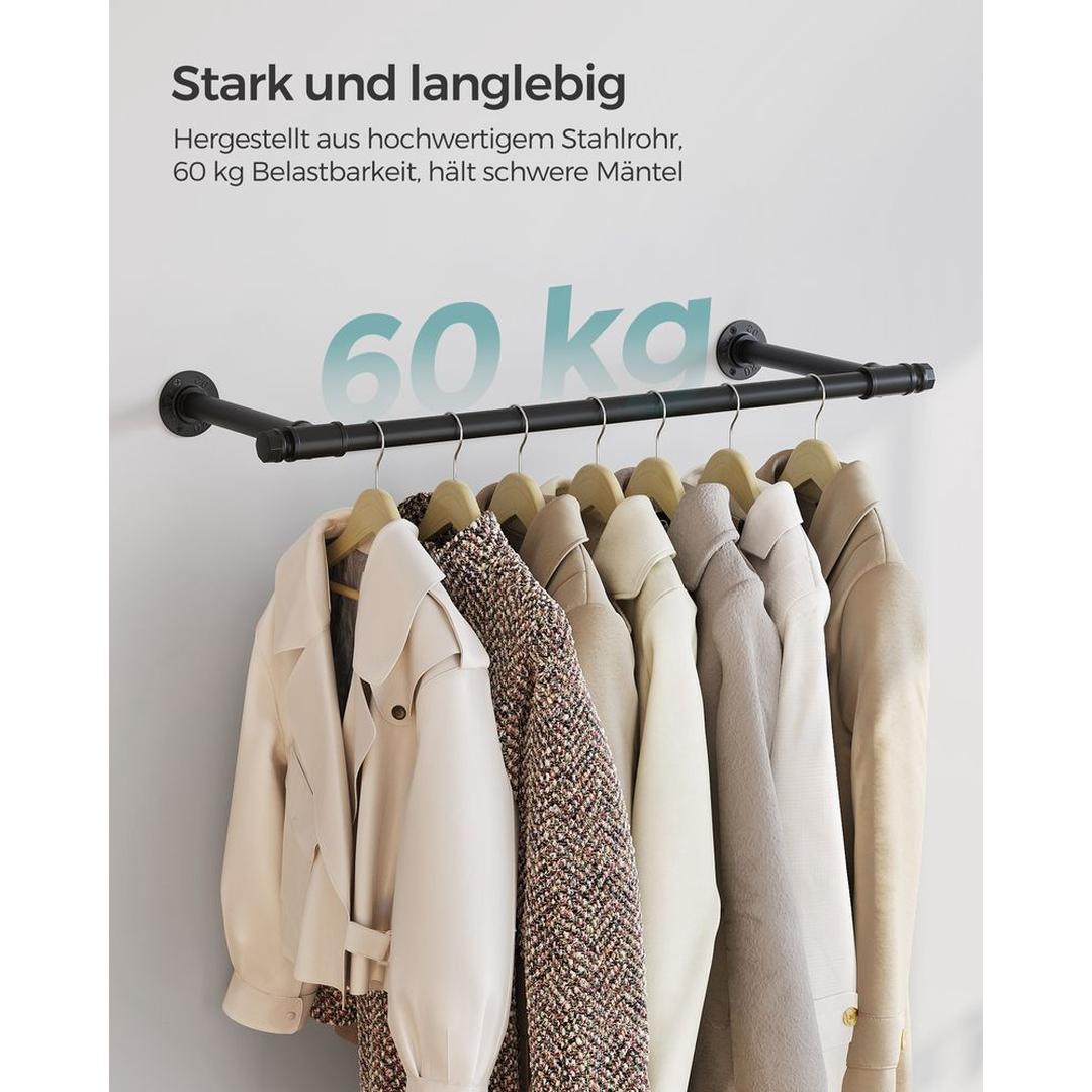 Wandgemonteerde Kledingstang – 170 cm Breed – Metalen Ophangstang voor Kleding en Jassen