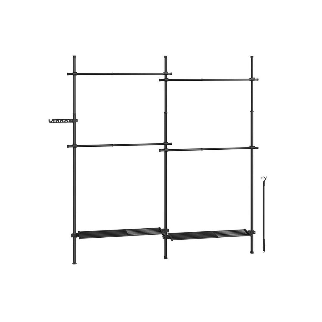 Verstelbaar Kledingrek in Breedte en Hoogte – 33,5 × 162–238 × 208–310 cm – Flexibele Opbergoplossing voor Kleding