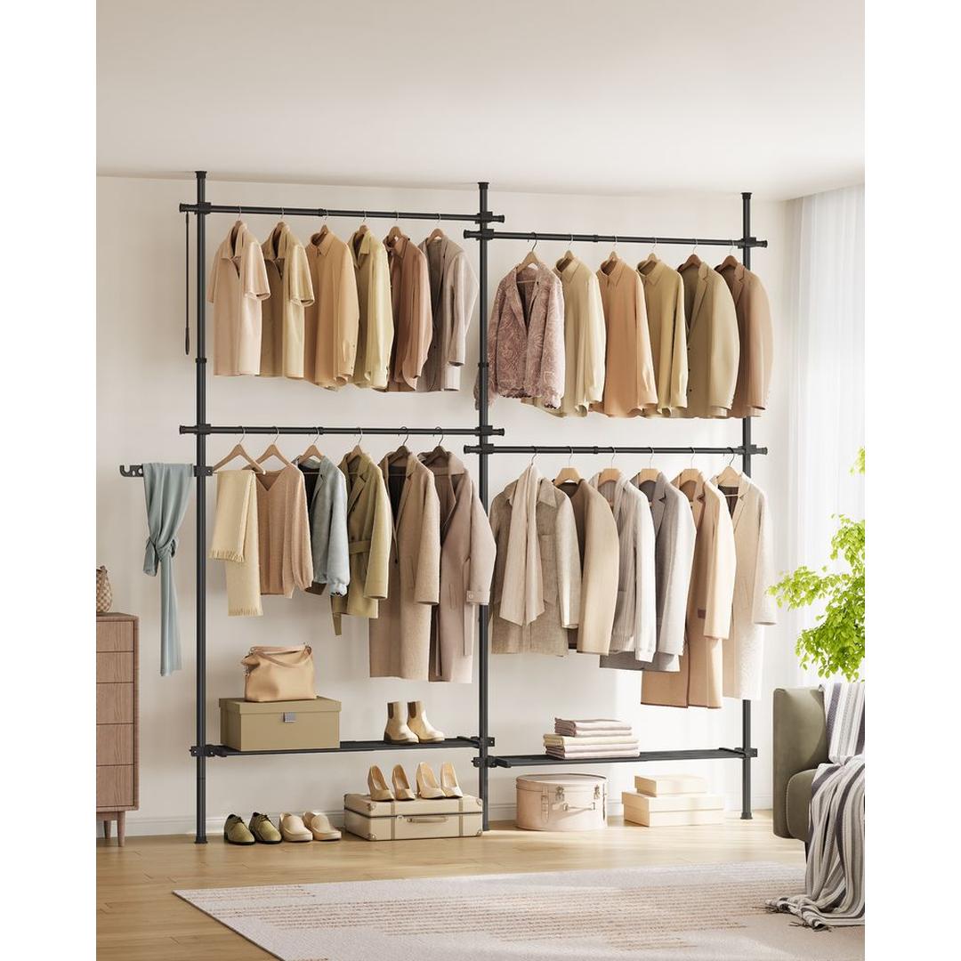 Verstelbaar Kledingrek in Breedte en Hoogte – 33,5 × 162–238 × 208–310 cm – Flexibele Opbergoplossing voor Kleding