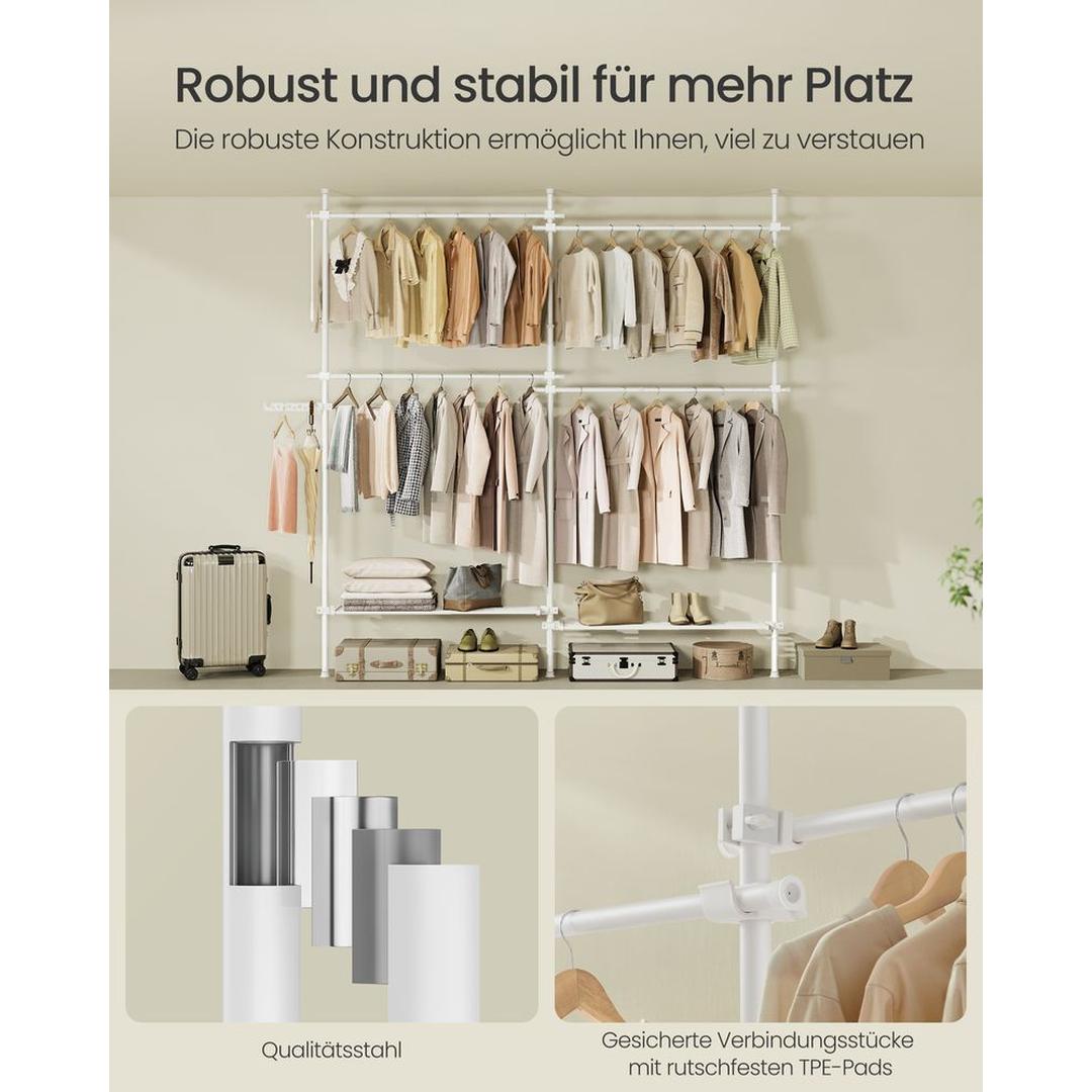 Verstelbaar Kledingrek in Breedte en Hoogte – 33,5 × 162–238 × 208–310 cm – Flexibele Opbergoplossing voor Kleding