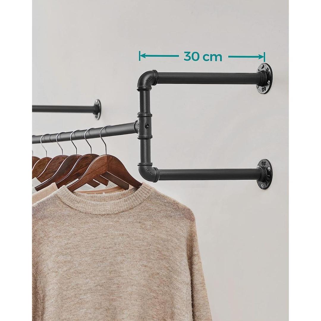 Zwarte Wandgemonteerde Kledingstang – Metalen Ophangstang voor Kleding en Jassen