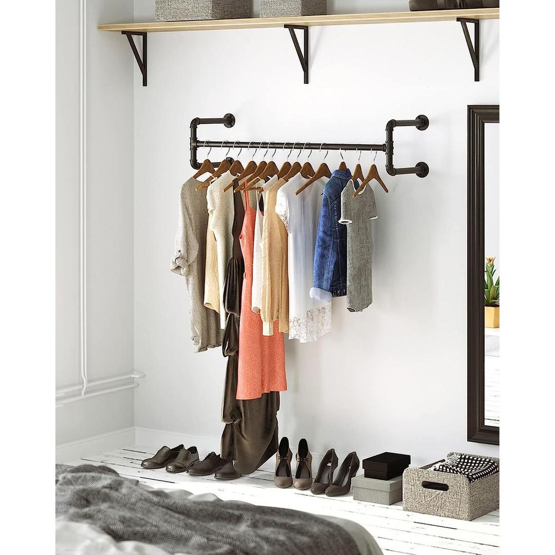 Zwarte Wandgemonteerde Kledingstang – Metalen Ophangstang voor Kleding en Jassen