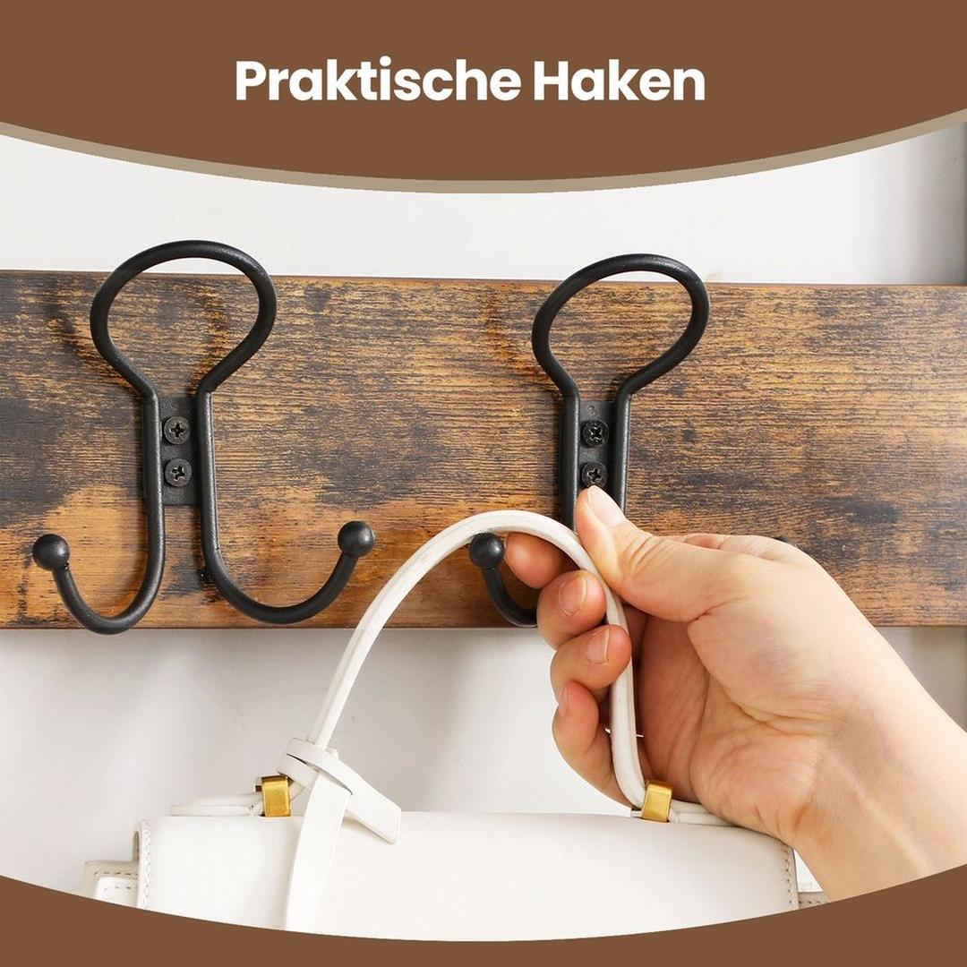 Halmeubel met Kapstok, Opbergplank en Schoenenrek – Vrijstaande Garderobe voor Entree en Gang