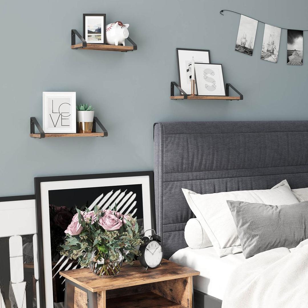 Set van 3 Wandplanken in Industriële Stijl – Metalen Wandrekken voor Woonkamer, Keuken of Hal