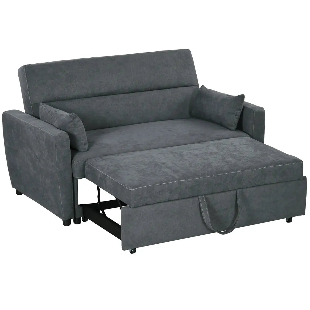 Slaapbank 2-Zits – Uitklapbaar – Houtframe – Donkergrijs – 155 × 90 × 88,5 cm – Max. 200 kg