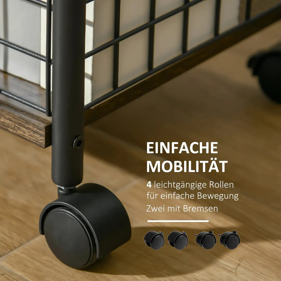 Keukenwagen met lade en legplank – op wielen – Zwart