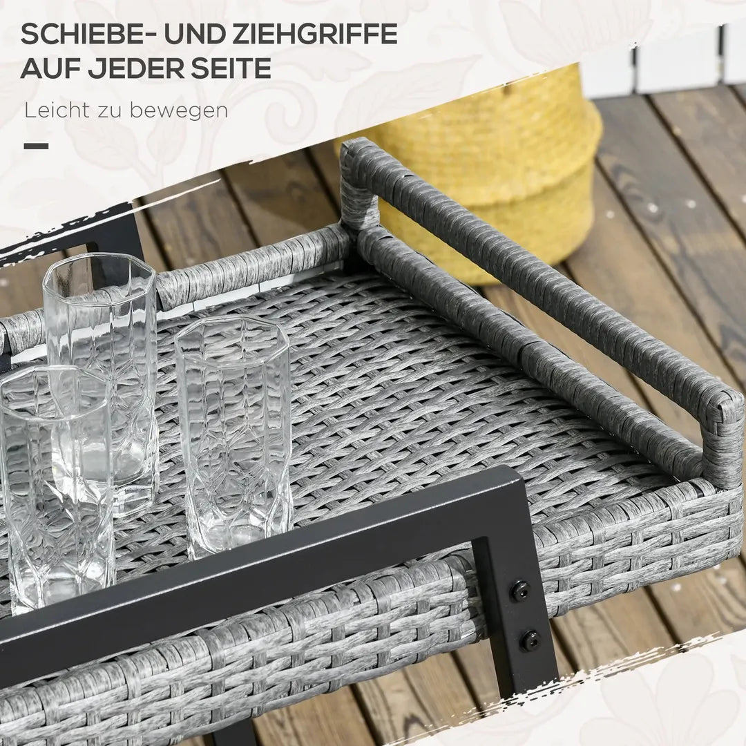 Keukenwagen met lade en legplank – op wielen – Zwart