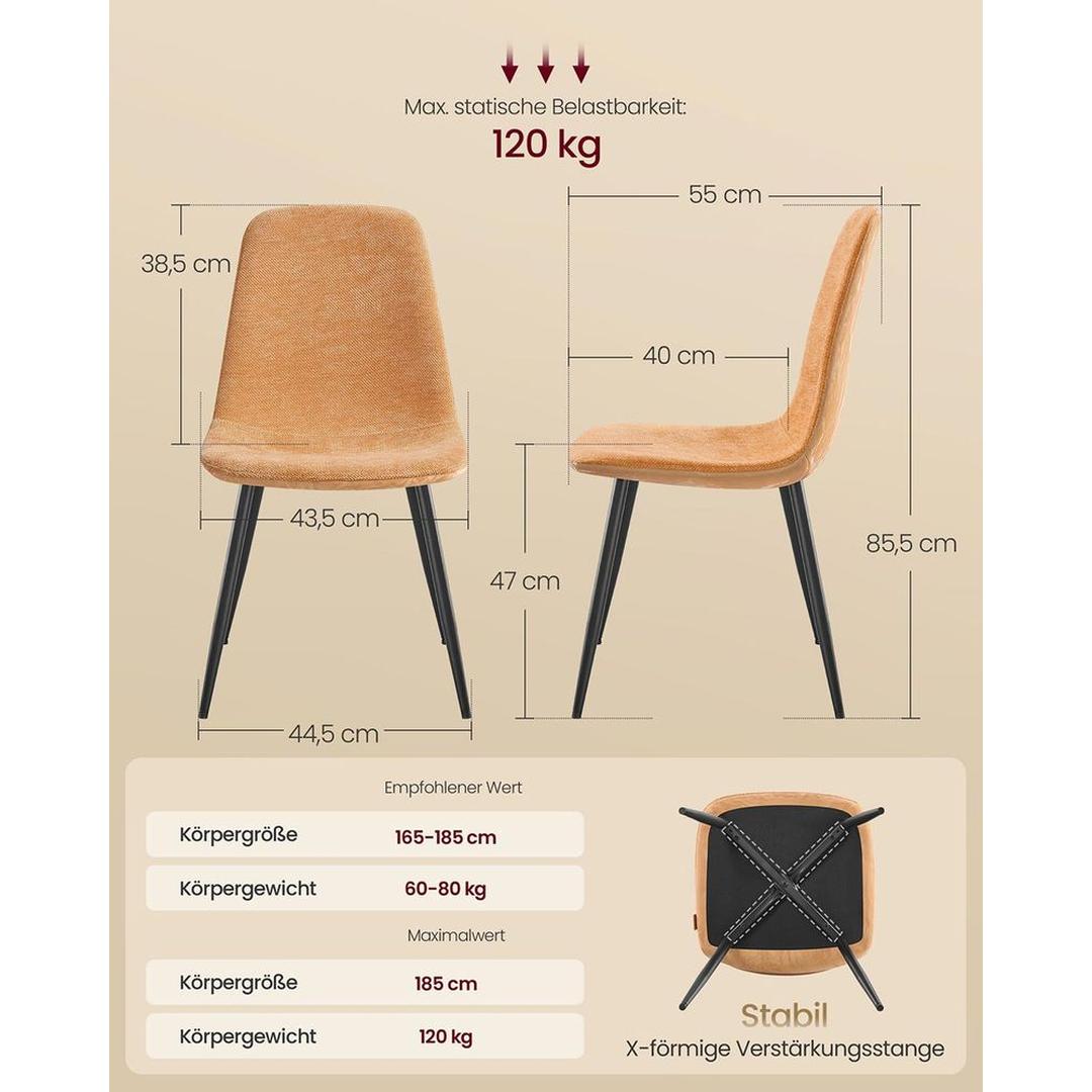 Set van 2 of 4 Eetkamerstoelen met Chenille- en PU-bekleding – Elegante Stoelen voor Eetkamer of Keuken