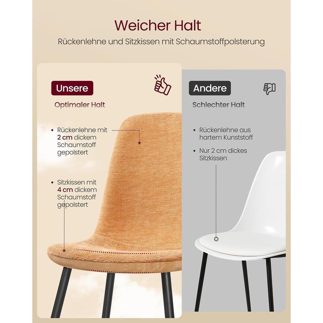 Set van 2 of 4 Eetkamerstoelen met Chenille- en PU-bekleding – Elegante Stoelen voor Eetkamer of Keuken