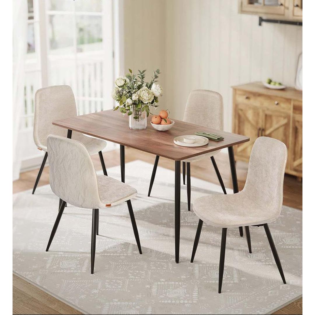 Set van 2 of 4 Eetkamerstoelen met Chenille- en PU-bekleding – Elegante Stoelen voor Eetkamer of Keuken