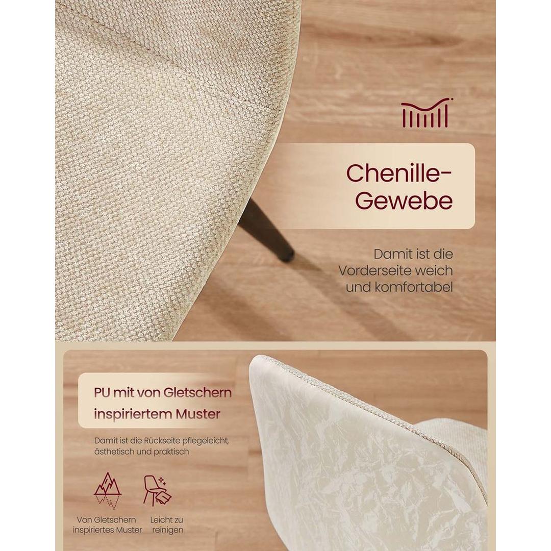 Set van 2 of 4 Eetkamerstoelen met Chenille- en PU-bekleding – Elegante Stoelen voor Eetkamer of Keuken