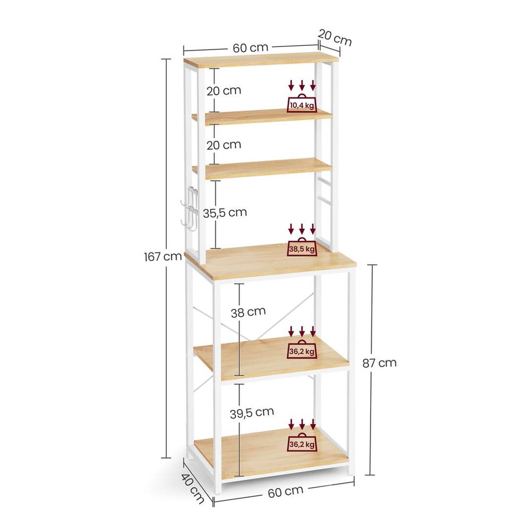 Keukenrek met Opbergplanken en Haken – Praktische Opbergoplossing voor Keuken en Bijkeuken