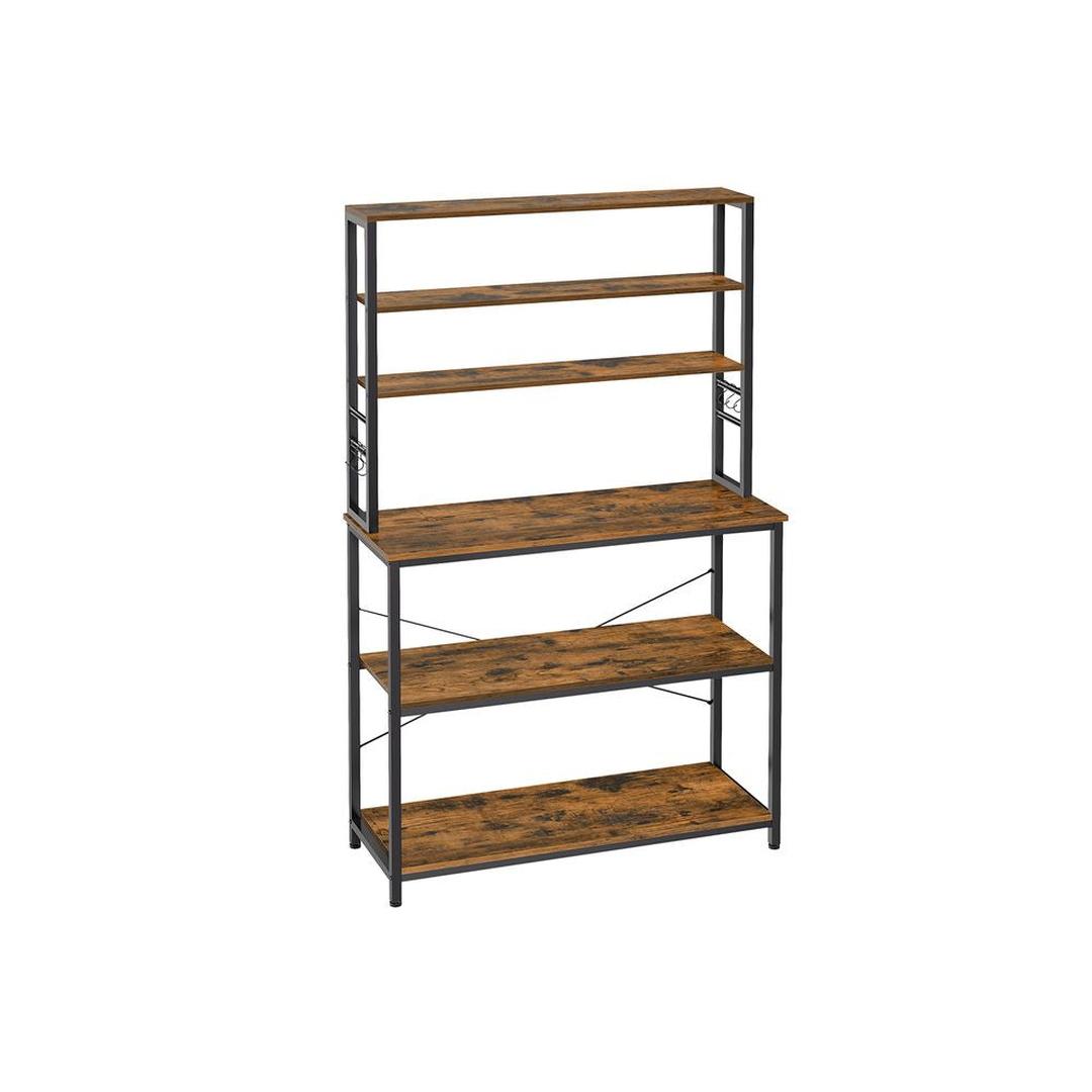 Keukenrek met Stopcontacten – Opbergrek met 5 Legplanken, Verstelbare Middenplank en Ophanghaken voor Keuken