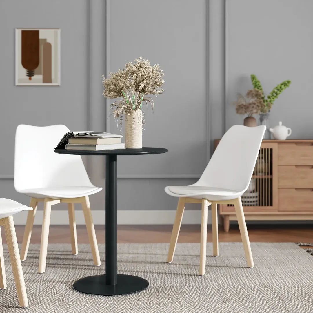 Ronde Eettafel voor 2 Personen – Stalen Frame – Geschikt voor Binnen en Buiten – Wit