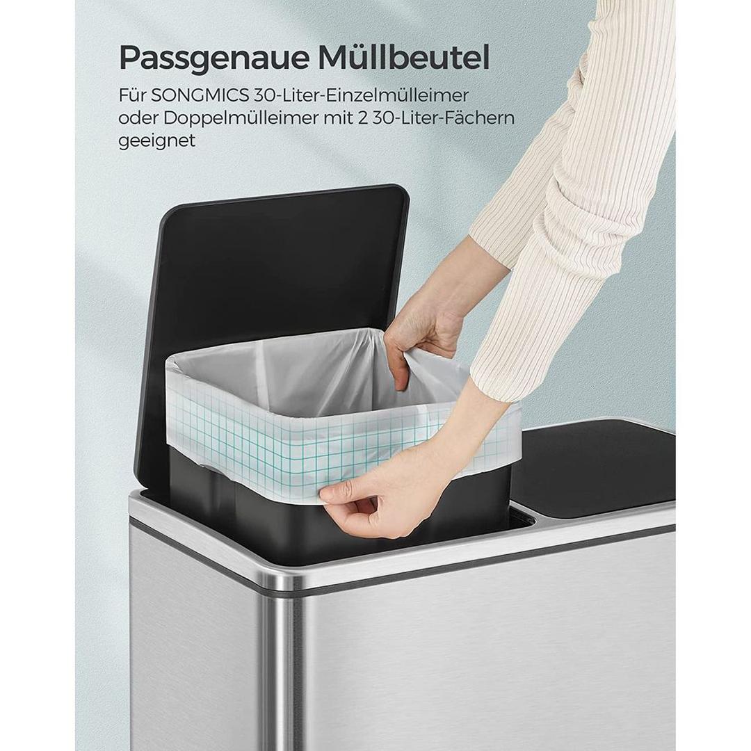 30-Liter Afvalzakken met Trekband – Set van 180 Sterke Vuilniszakken