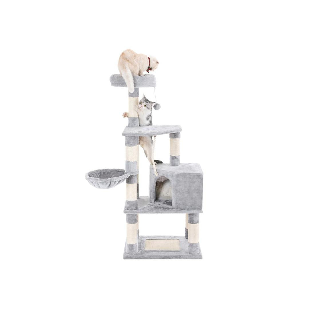 Krabpaal 138 cm met Ligmand – Klim- en Speelmeubel voor Katten met Meerdere Niveaus
