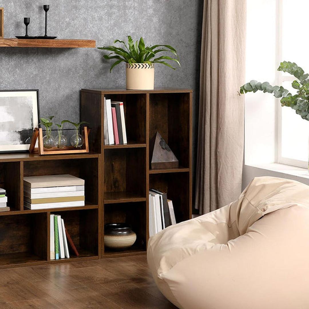 Boekenkast met 5 Vakken – Opbergkast van Hout in Bruin, ca. 50 × 25 × 80 cm