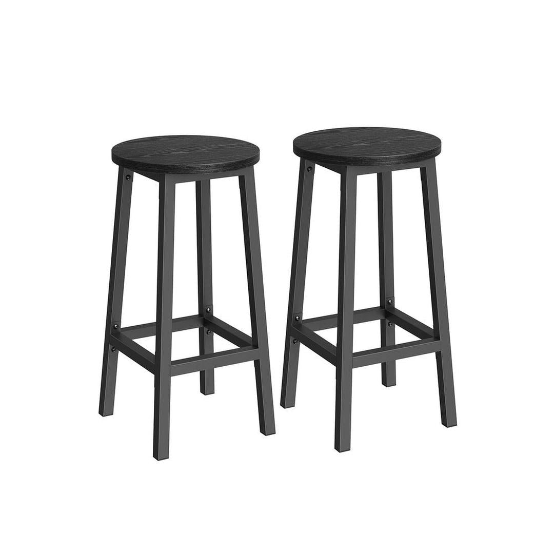 Set van 2 Barkrukken met Voetsteun en Metalen Frame – Comfortabele Krukken voor Keuken of Bar