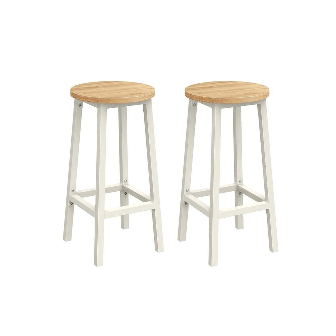 Set van 2 Barkrukken met Voetsteun en Metalen Frame – Comfortabele Krukken voor Keuken of Bar