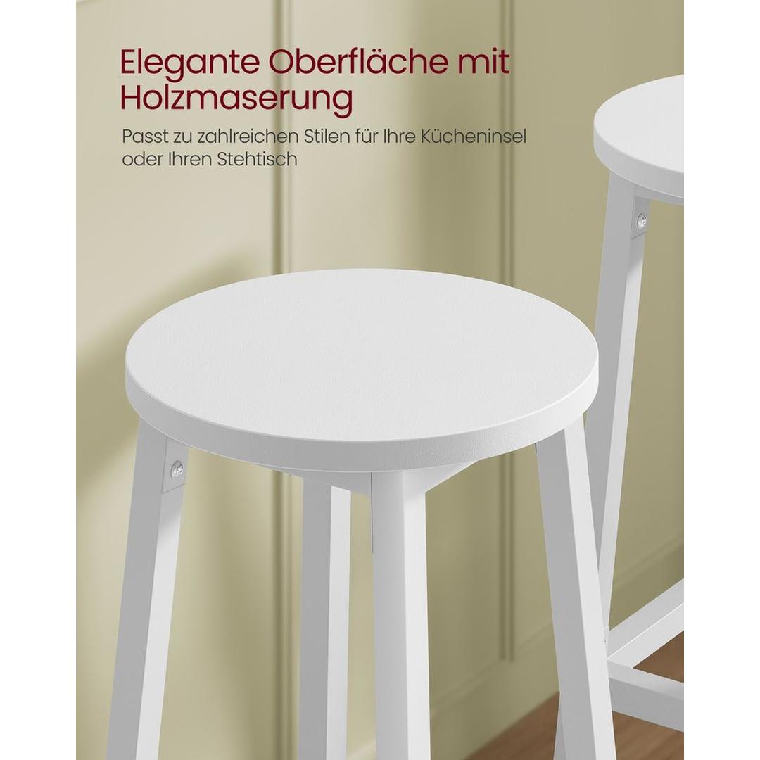 Set van 2 Barkrukken met Voetsteun en Metalen Frame – Comfortabele Krukken voor Keuken of Bar