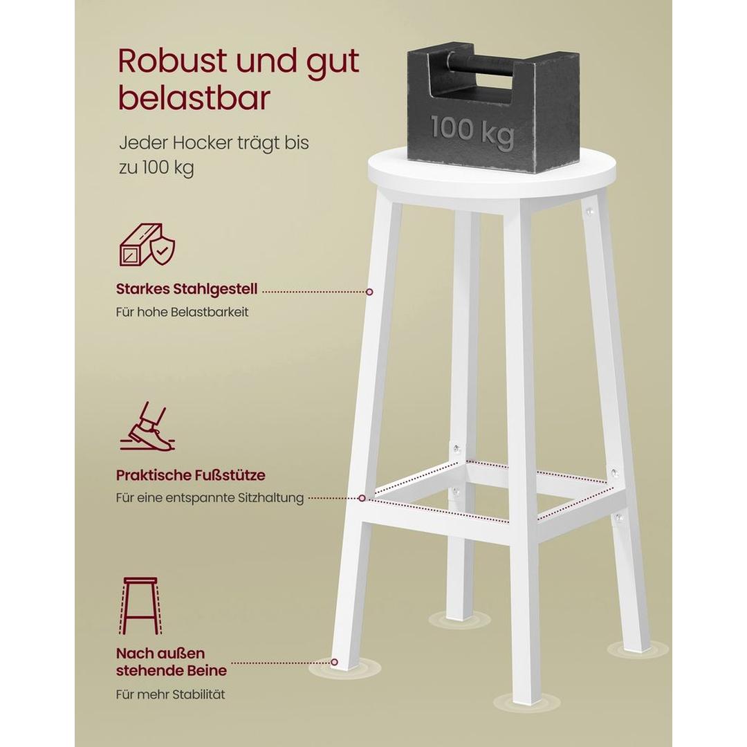 Set van 2 Barkrukken met Voetsteun en Metalen Frame – Comfortabele Krukken voor Keuken of Bar