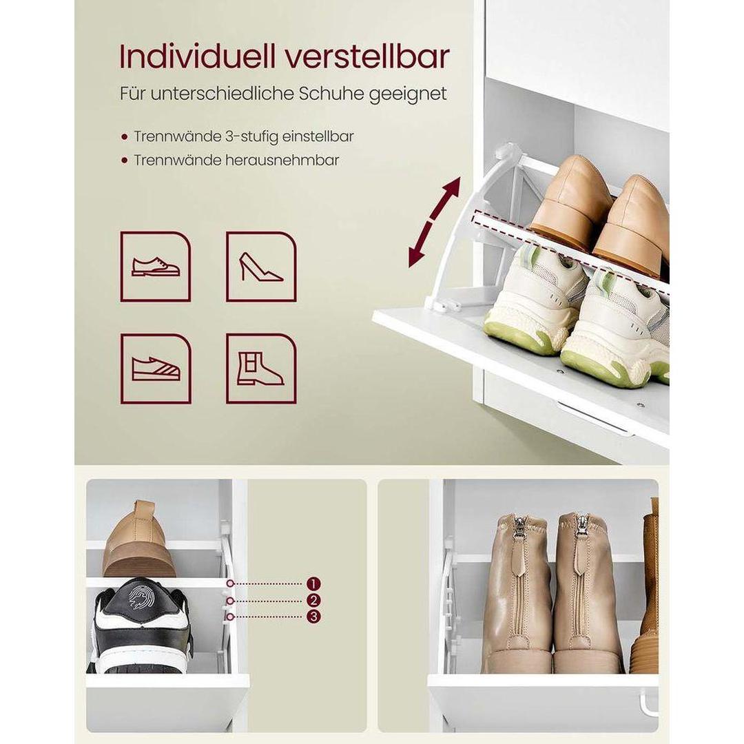 Schoenenkast met 4 kleppen – smal ontwerp – verstelbare vakken