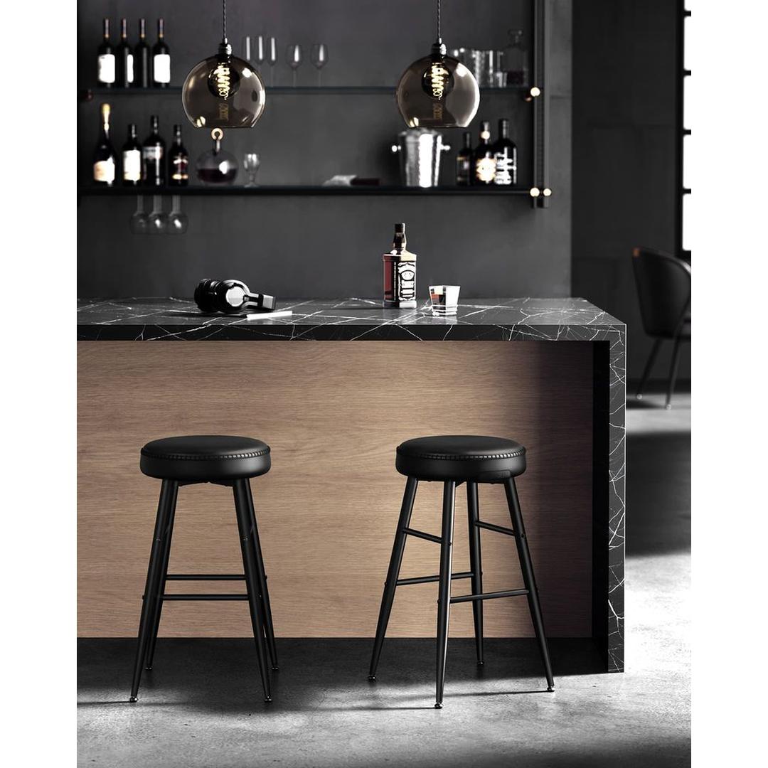Set van 2 Barkrukken – 63 cm Hoog – Eenvoudige Montage – Comfortabele Krukken voor Keuken of Bar
