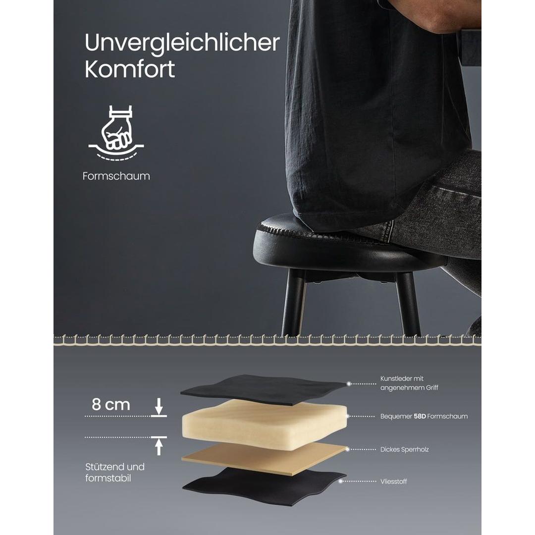 Set van 2 Barkrukken – 63 cm Hoog – Eenvoudige Montage – Comfortabele Krukken voor Keuken of Bar