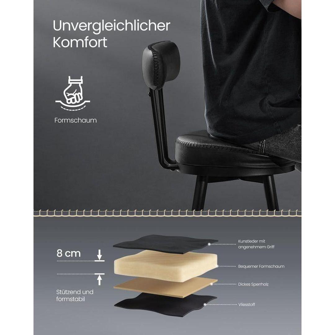 Set van 2 Barkrukken – 360 Graden Draaibaar – Kunstleer met Metalen Frame – Industrieel Ontwerp