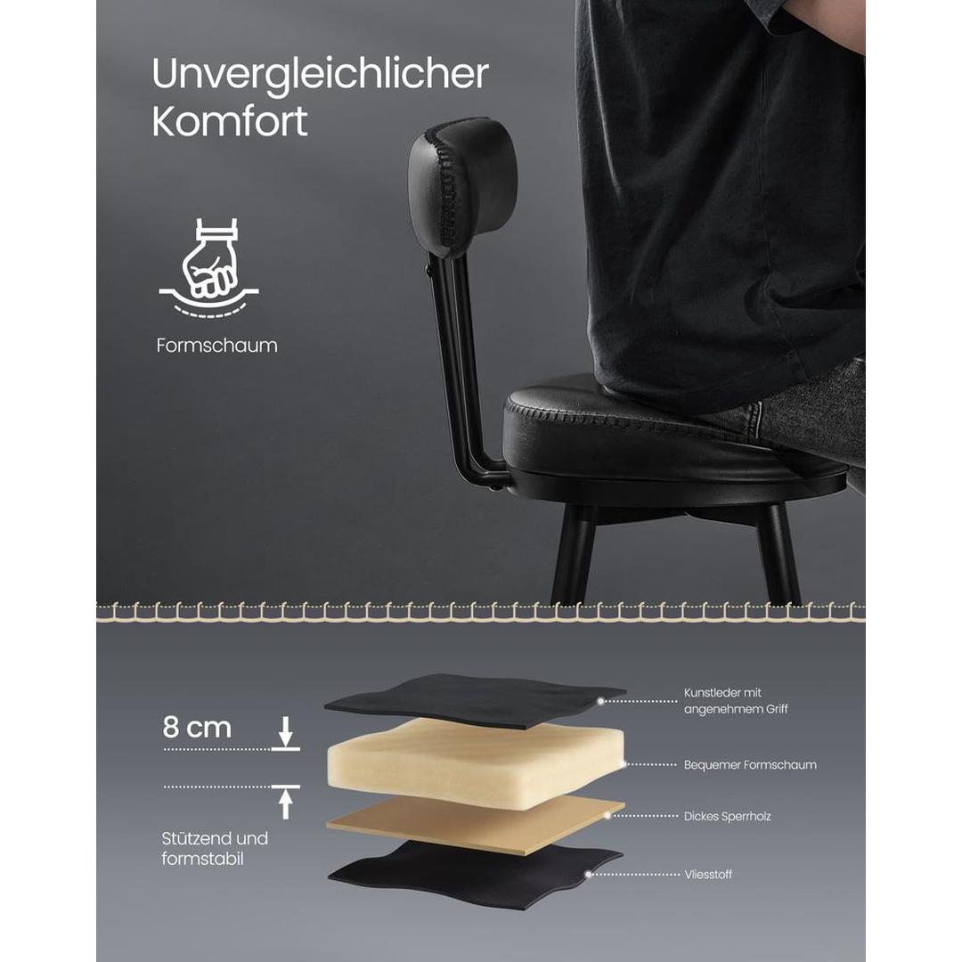 2-delige Set Barkrukken – Draaibaar 360° – Kunstlederen Zitting – Industrieel Ontwerp